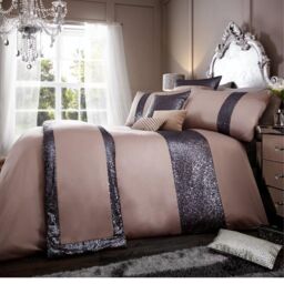 Smart Living Premium Polycotton Glamorous Duvet Cover With Pillowcases in Chocolate - Size: Single - thumbnail 2