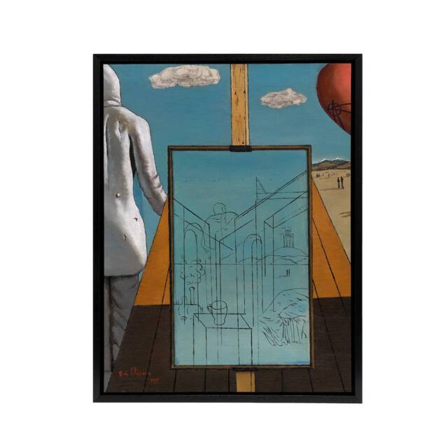 "Artery8 Giorgio De Chirico Double Dream Spring Framed Canvas Wall Art Print in Blue - Size: W12"" x H16""" - image 1