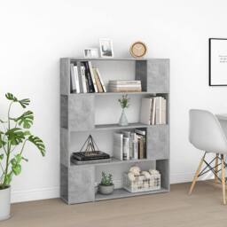 Berkfield Home Classic Book Cabinet Room Divider Concrete Grey 100x24x124 cm - Size: 100 x 24 x 124 cm - thumbnail 1
