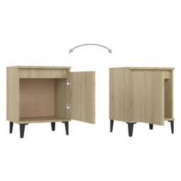 Berkfield Home Bed Cabinets with Metal Legs 2 pcs Sonoma Oak 40x30x50 cm in Brown - Size: 40 x 30 x 50 cm - thumbnail 6