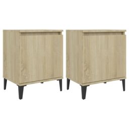 Berkfield Home Bed Cabinets with Metal Legs 2 pcs Sonoma Oak 40x30x50 cm in Brown - Size: 40 x 30 x 50 cm - thumbnail 2