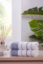 Rapport Home Azure Edge Towels 6 Piece Pure Cotton Bale Set in Cool White - thumbnail 4