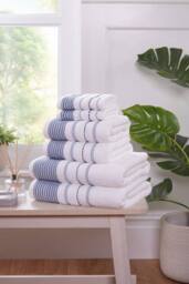 Rapport Home Azure Edge Towels 6 Piece Pure Cotton Bale Set in Cool White - thumbnail 1
