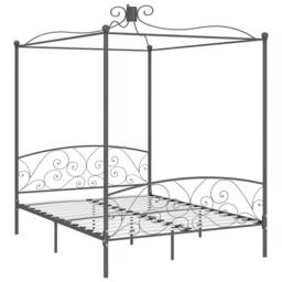 Berkfield Home Canopy Bed Frame Grey Metal 180x200 cm Super King - thumbnail 1