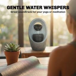 OUTSUNNY Water Feature with 2-Tier Bowls, Pump & LED Lights in Grey - thumbnail 5