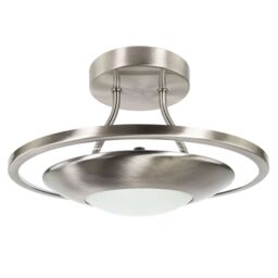 Happy Homewares Semi Flush Energy Saving LED Ceiling Light in Brushed Metal Finish in Metallic Silver - thumbnail 7
