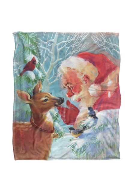 JQ Licensing Lc Christmas Santa & New Fawn Silky Touch Super Soft Throw Blanket 152 X 127 cm in White - image 1