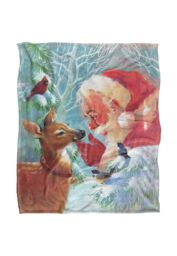 JQ Licensing Lc Christmas Santa & New Fawn Silky Touch Super Soft Throw Blanket 152 X 127 cm in White