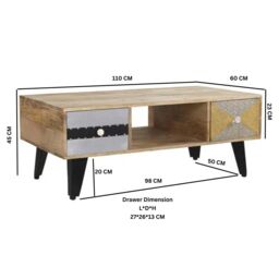 IH Design Celis Limited Edition Wooden Coffee Table with Drawers in Brown - thumbnail 3