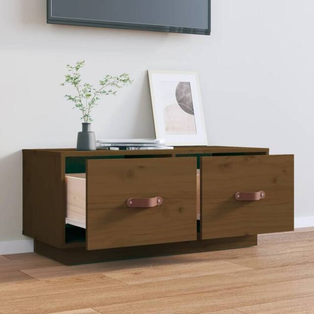 Berkfield Home TV Cabinet Honey Brown 80x34x35 cm Solid Wood Pine - Size: 80 x 34 x 35 cm - image 1