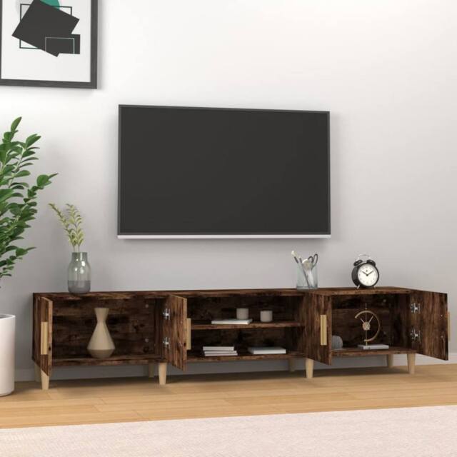 Berkfield Home TV Cabinet Smoked Oak 180x31.5x40 cm Engineered Wood in Brown - image 1