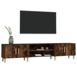 Berkfield Home TV Cabinet Smoked Oak 180x31.5x40 cm Engineered Wood in Brown - thumbnail 4