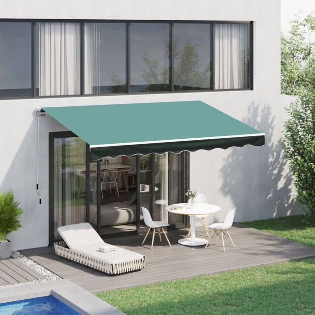 OUTSUNNY Garden Patio Manual Awning Canopy Sun Shade Shelter in Cream - image 1