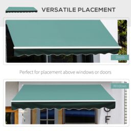 OUTSUNNY Garden Patio Manual Awning Canopy Sun Shade Shelter in Cream - thumbnail 5