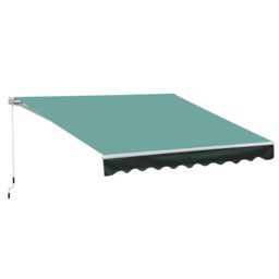 OUTSUNNY Garden Patio Manual Awning Canopy Sun Shade Shelter in Cream - thumbnail 2