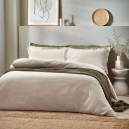 Yard Waffle Textured 100% Cotton Duvet Cover Set in Beige - Size: Single - thumbnail 1