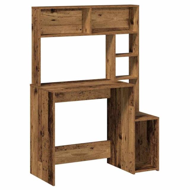 Berkfield Home Desk with Shelves Old Wood 100x45x140 cm Engineered Wood in Brown - Size: 100 x 45 x 140 cm - image 1