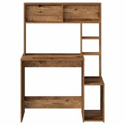 Berkfield Home Desk with Shelves Old Wood 100x45x140 cm Engineered Wood in Brown - Size: 100 x 45 x 140 cm - thumbnail 4