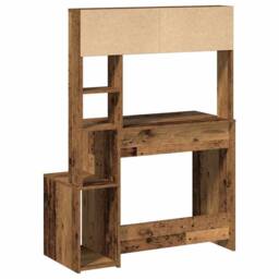 Berkfield Home Desk with Shelves Old Wood 100x45x140 cm Engineered Wood in Brown - Size: 100 x 45 x 140 cm - thumbnail 6