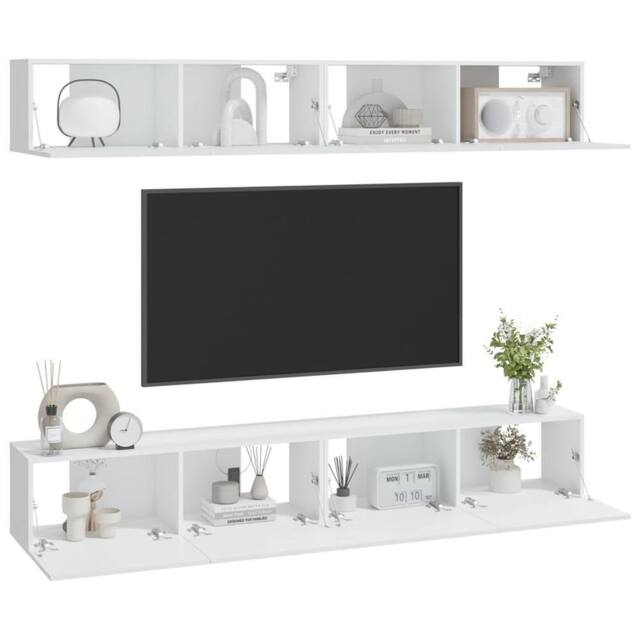 Berkfield Home Wall TV Cabinets 4 pcs White 100x30x30 cm - Size: 100 x 30 x 30 cm - image 1