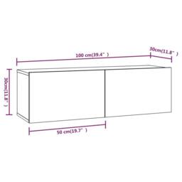 Berkfield Home Wall TV Cabinets 4 pcs White 100x30x30 cm - Size: 100 x 30 x 30 cm - thumbnail 8