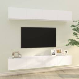 Berkfield Home Wall TV Cabinets 4 pcs White 100x30x30 cm - Size: 100 x 30 x 30 cm - thumbnail 2