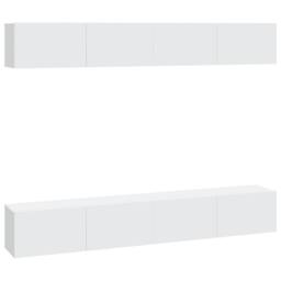 Berkfield Home Wall TV Cabinets 4 pcs White 100x30x30 cm - Size: 100 x 30 x 30 cm - thumbnail 3