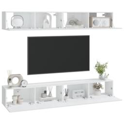 Berkfield Home Wall TV Cabinets 4 pcs White 100x30x30 cm - Size: 100 x 30 x 30 cm - thumbnail 1