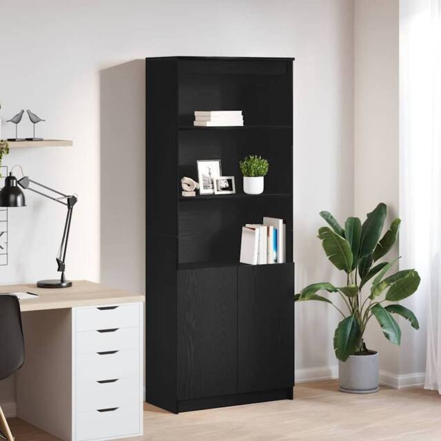 Berkfield Home Highboard Black Oak 70x35x180 cm Engineered Wood - Size: 70 x 35 x 180 cm - image 1