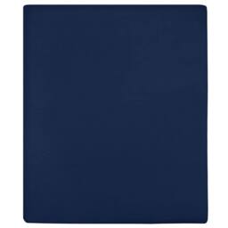Berkfield Home Jersey Fitted Sheet Navy Blue 90x200 cm Cotton - thumbnail 2
