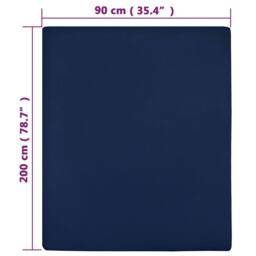 Berkfield Home Jersey Fitted Sheet Navy Blue 90x200 cm Cotton - thumbnail 4