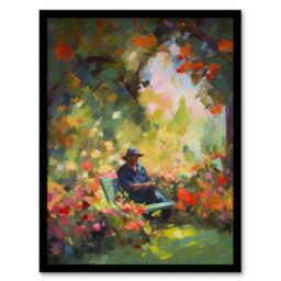 Artery8 The English Country Garden Summer Relaxation Paining Flowers Trees Artwork Framed Wall Art Print A4 in Black - thumbnail 1