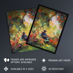Artery8 The English Country Garden Summer Relaxation Paining Flowers Trees Artwork Framed Wall Art Print A4 in Black - thumbnail 2