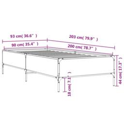 Berkfield Home Durable Bed Frame without Mattress Smoked Oak 90x200 cm in Brown - thumbnail 9