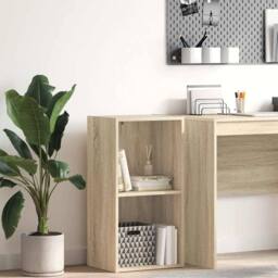 Berkfield Home 2-Tier Book Cabinet Sonoma Oak 40x30x76.5 cm Engineered Wood in Brown - thumbnail 2