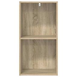 Berkfield Home 2-Tier Book Cabinet Sonoma Oak 40x30x76.5 cm Engineered Wood in Brown - thumbnail 5