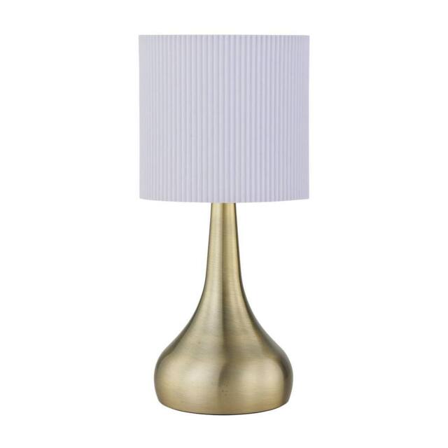 First Choice Lighting Romana - Antique Brass Touch Table Lamp with White Pleated Shade in Bronze - image 1