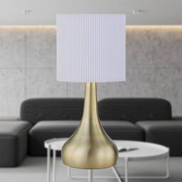 First Choice Lighting Romana - Antique Brass Touch Table Lamp with White Pleated Shade in Bronze - thumbnail 2