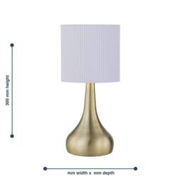 First Choice Lighting Romana - Antique Brass Touch Table Lamp with White Pleated Shade in Bronze - thumbnail 4