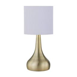 First Choice Lighting Romana - Antique Brass Touch Table Lamp with White Pleated Shade in Bronze