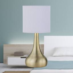 First Choice Lighting Romana - Antique Brass Touch Table Lamp with White Pleated Shade in Bronze - thumbnail 3