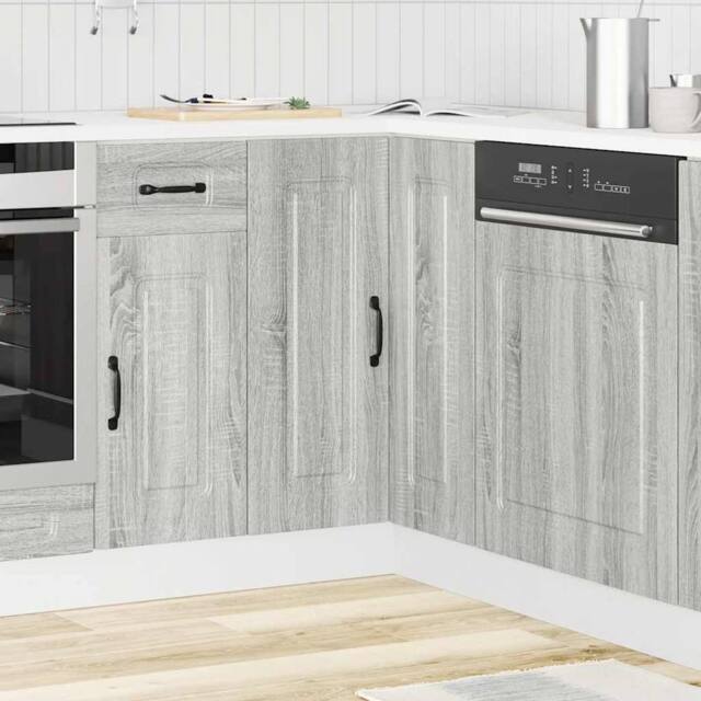 Berkfield Home Kitchen Corner Base Cabinet Kalmar Grey Sonoma Engineered Wood - image 1