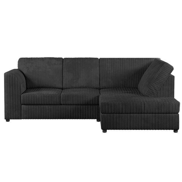 Furnishings For Less UK Luxor Jumbo Cord 4 Seater Corner sofa Right Hand Facing - Full Back in Black - image 1