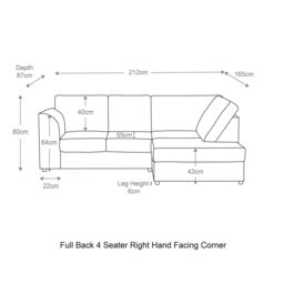 Furnishings For Less UK Luxor Jumbo Cord 4 Seater Corner sofa Right Hand Facing - Full Back in Black - thumbnail 6