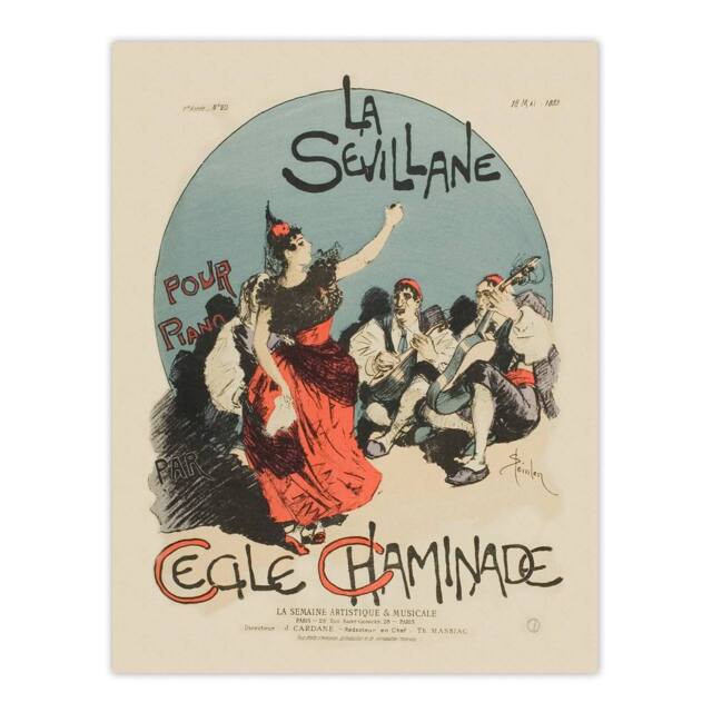 "Artery8 Overture Cover for Woman from Seville Steinlen Wall Art Poster Print - Size: W12"" x H16""" - image 1