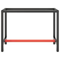 Berkfield Home Work Bench Frame Matte Black & Matte Red 110x50x79 cm Metal - Size: 110 x 50 x 79 cm - thumbnail 3