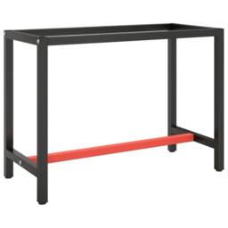 Berkfield Home Work Bench Frame Matte Black & Matte Red 110x50x79 cm Metal - Size: 110 x 50 x 79 cm