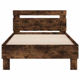 Berkfield Home Durable Bed Frame without Mattress with LED Lights Smoked Oak 100 in Brown - thumbnail 7