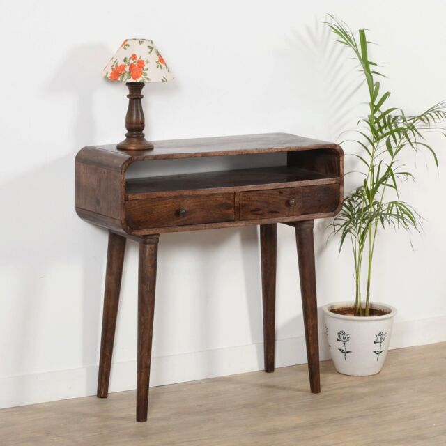 IH Design Malena Dark Mango Wood Console Table with 2 Drawers in Dark Brown - image 1