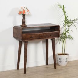 IH Design Malena Dark Mango Wood Console Table with 2 Drawers in Dark Brown